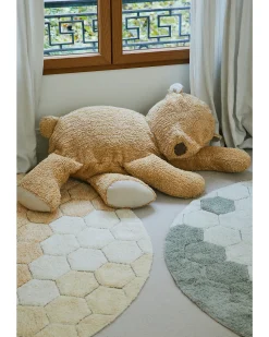 Tappeto Tondo - Honeycomb - Avorio/Oro - Cotone - Collezione Planet Bee - Diametro 140 cm