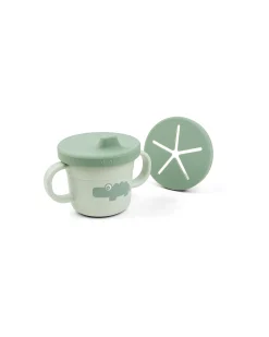 Tazza con Beccuccio e Snack Foodie - Croco - Verde - 100% PP Alimentare