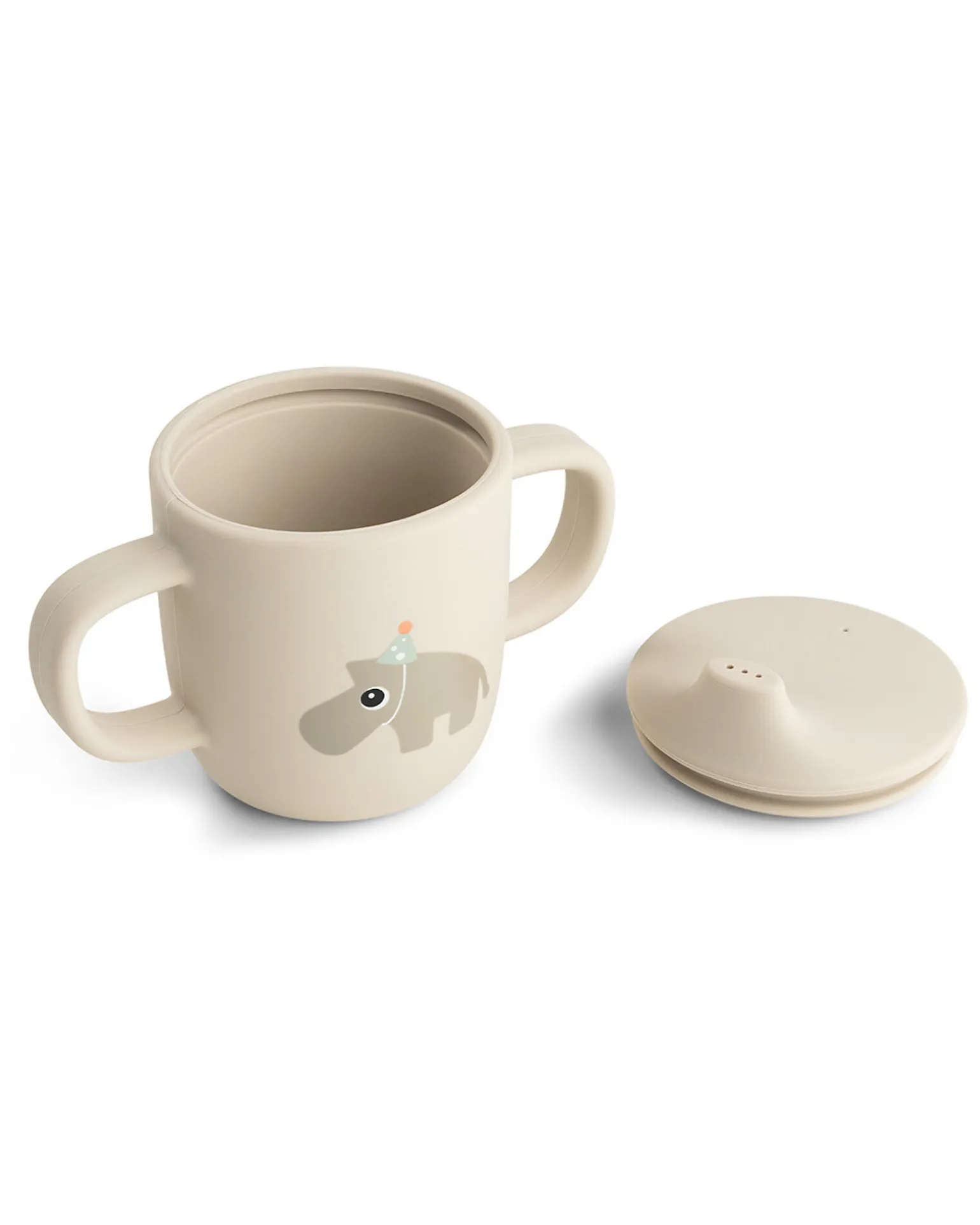 Tazza con Beccuccio 120 ml - Celebration - Sabbia - 100% Silicone Alimentare - con Due Manici