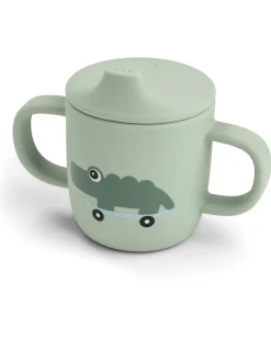 Tazza con Beccuccio 120 ml - Playground - Verde - 100% Silicone Alimentare - con Due Manici