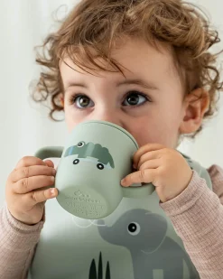 Tazza con Beccuccio 120 ml - Playground - Verde - 100% Silicone Alimentare - con Due Manici