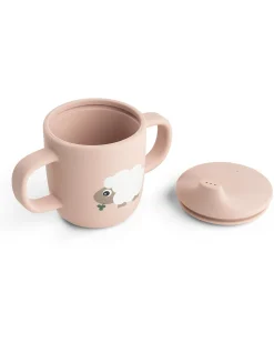 Tazza con Beccuccio 120 ml - Tiny Farm - Cipria - 100% Silicone Alimentare - con Due Manici