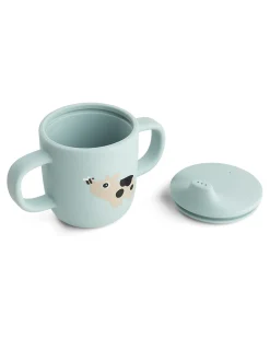 Tazza con Beccuccio 120 ml - Tiny Farm - Blu - 100% Silicone Alimentare - con Due Manici