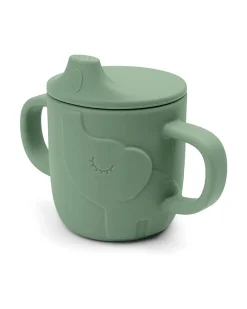 Tazza con Beccuccio Peekaboo - Elphee - Verde - 100% Silicone Alimentare - con Due Manici