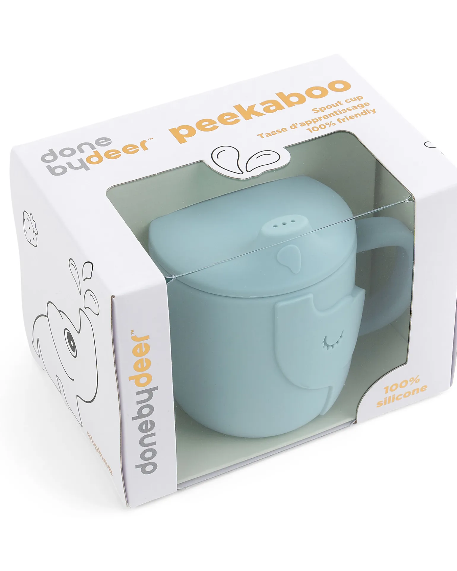 Tazza con Beccuccio Peekaboo - Elphee - Blu - 100% Silicone Alimentare - con Due Manici
