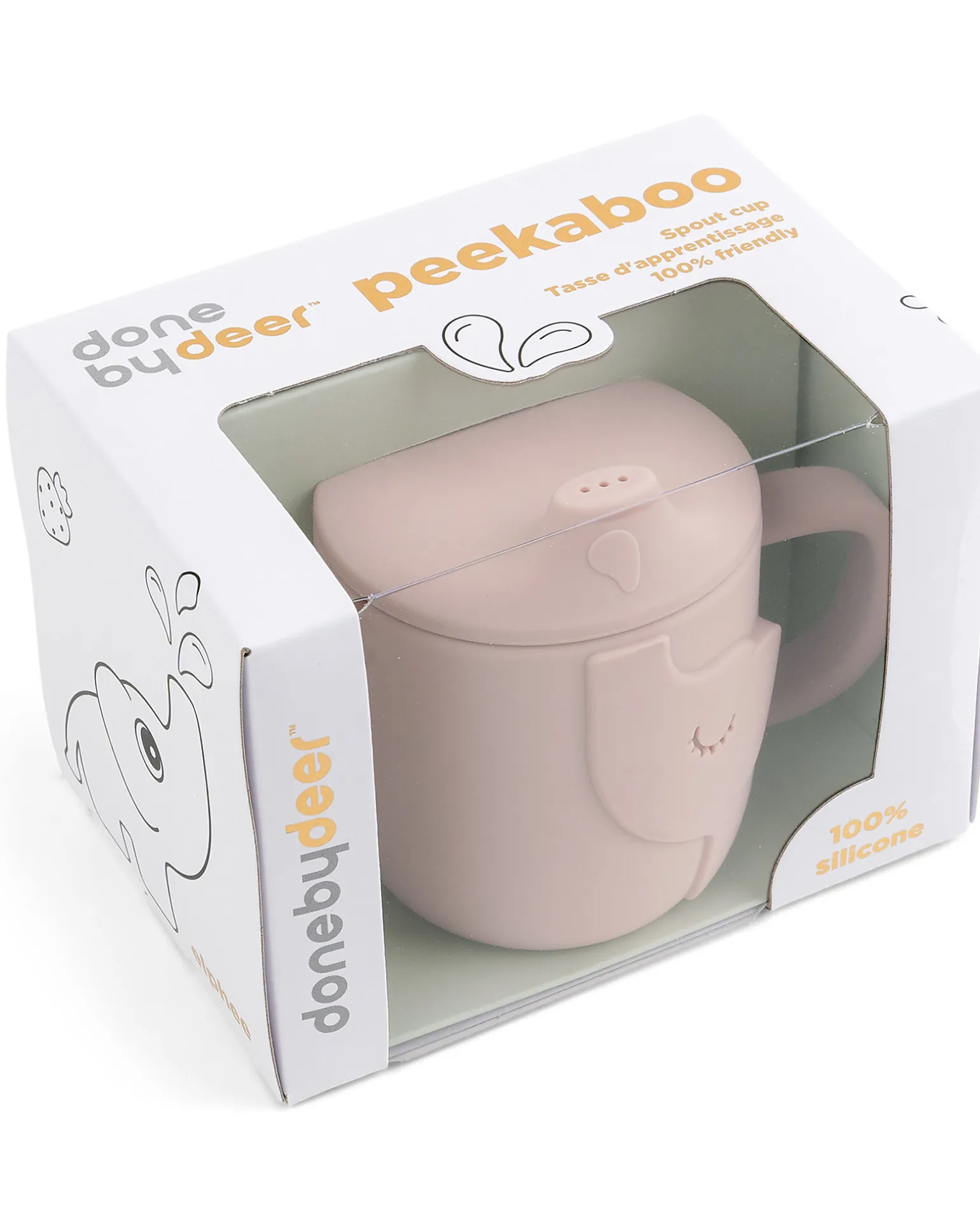 Tazza con Beccuccio Peekaboo - Elphee - Cipria - 100% Silicone Alimentare - con Due Manici
