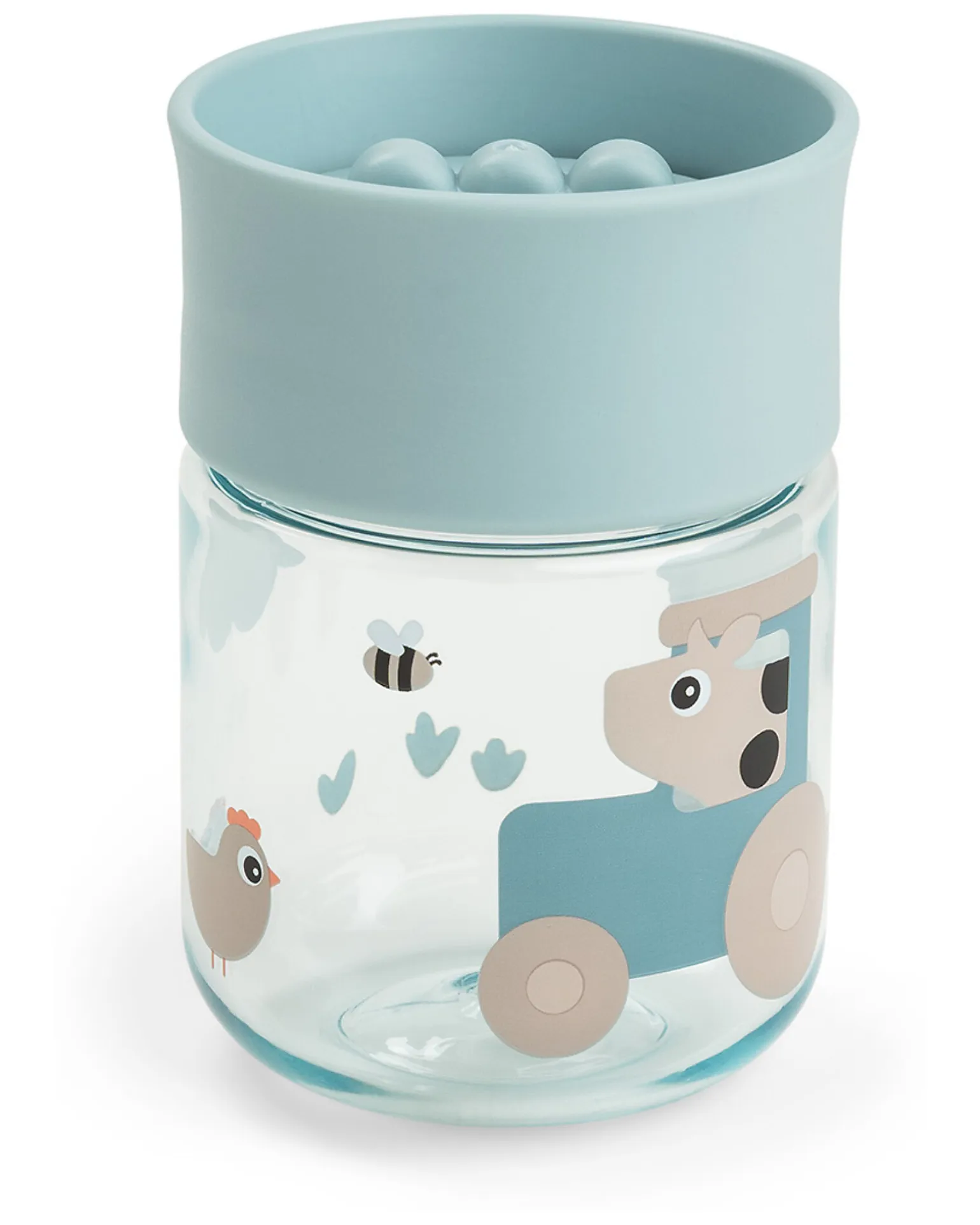 Tazza da Apprendimento con Bordo per Bere a 360° - Antigoccia - Tiny Farm - Blu - 260 ml - 9m+