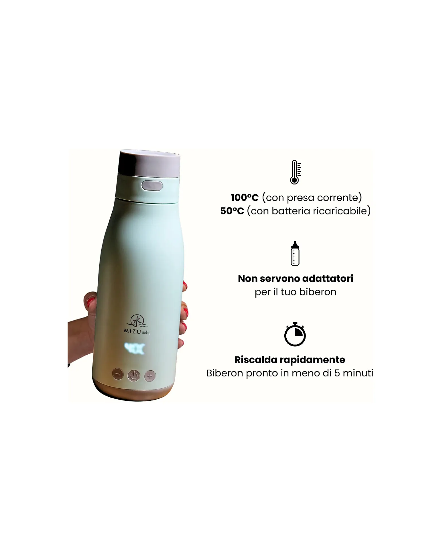 Thermos Doppia Alimentazione Yume Evolution - Azzurro- Il Primo Scaldabiberon Portatile Ideale per Latte Liquido e Artificiale