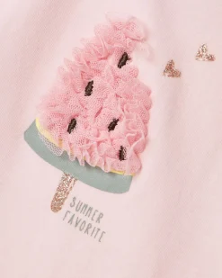 Top con Maniche Volant - Anguria - Rosa - Cotone