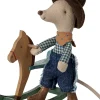 Topo Cowboy sul Cavallo a Dondolo - Fratellino - Altezza 11 cm