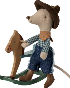 Topo Cowboy sul Cavallo a Dondolo - Fratellino - Altezza 11 cm