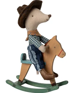 Topo Cowboy sul Cavallo a Dondolo - Fratellino - Altezza 11 cm