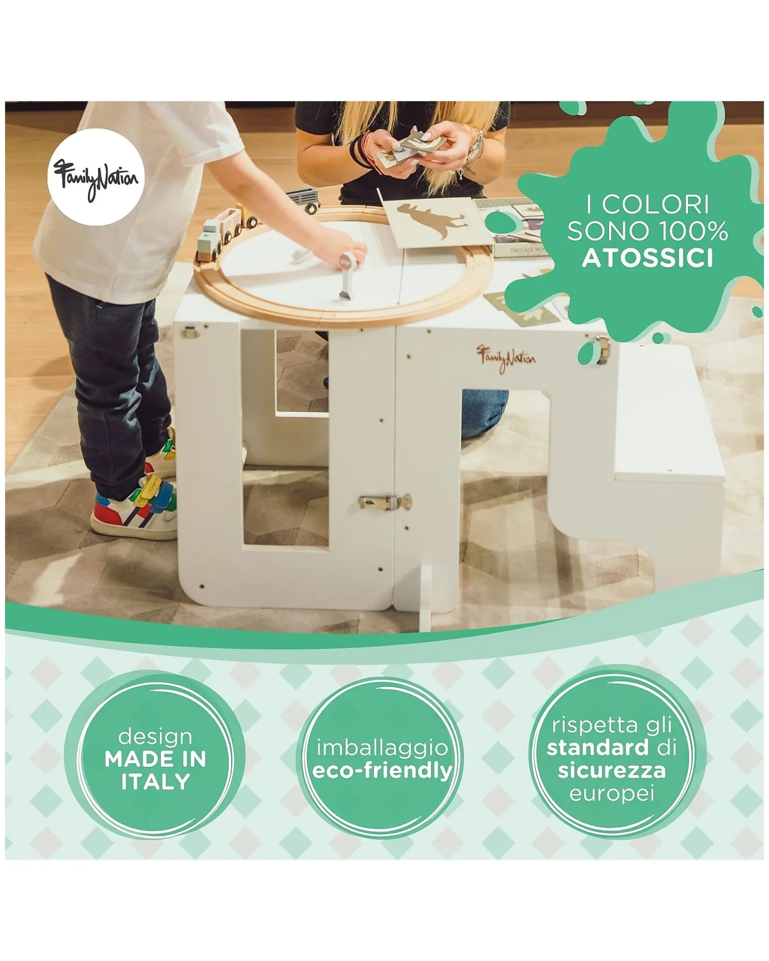 Torre Montessori 2 in 1 - Bianco - Convertibile in Tavolo+Sedia