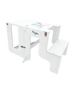 Torre Montessori 2 in 1 - Bianco - Convertibile in Tavolo+Sedia