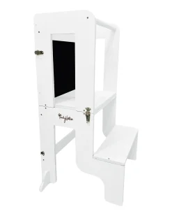 Torre Montessori 3 in 1 - Bianco - Lavagna Magnetica e Convertibile in Tavolo+Sedia
