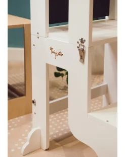 Torre Montessori 3 in 1 - Bianco - Lavagna Magnetica e Convertibile in Tavolo+Sedia
