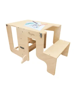 Torre Montessori 2 in 1 - Natural - Convertibile in Tavolo+Sedia
