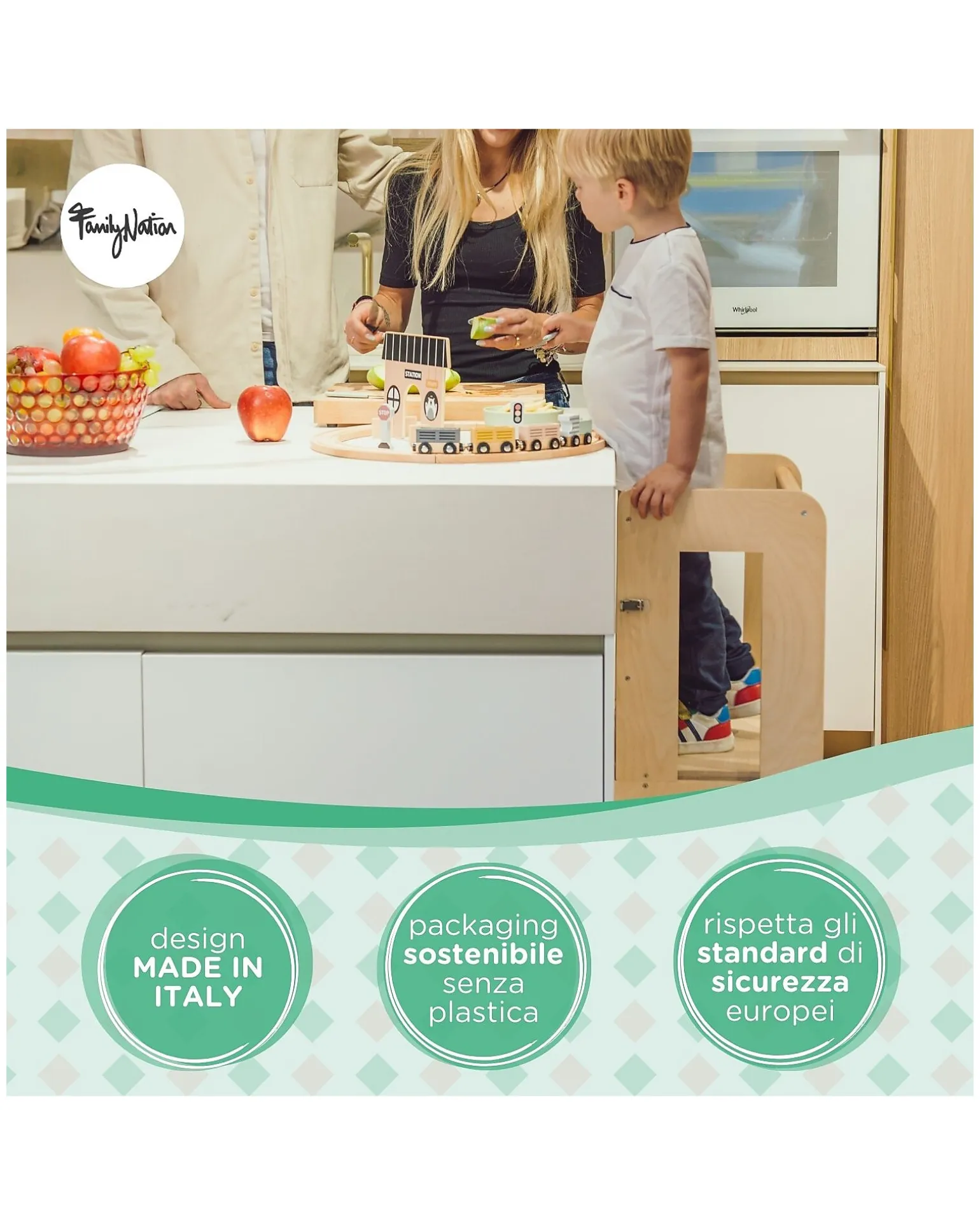 Torre Montessori 2 in 1 - Natural - Convertibile in Tavolo+Sedia