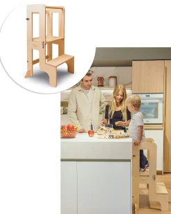 Torre Montessori 2 in 1 - Natural - Convertibile in Tavolo+Sedia