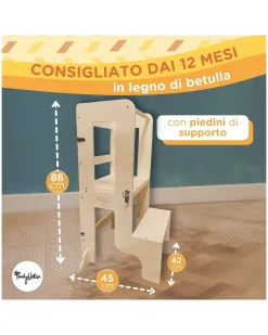 Torre Montessori 2 in 1 - Natural - Convertibile in Tavolo+Sedia