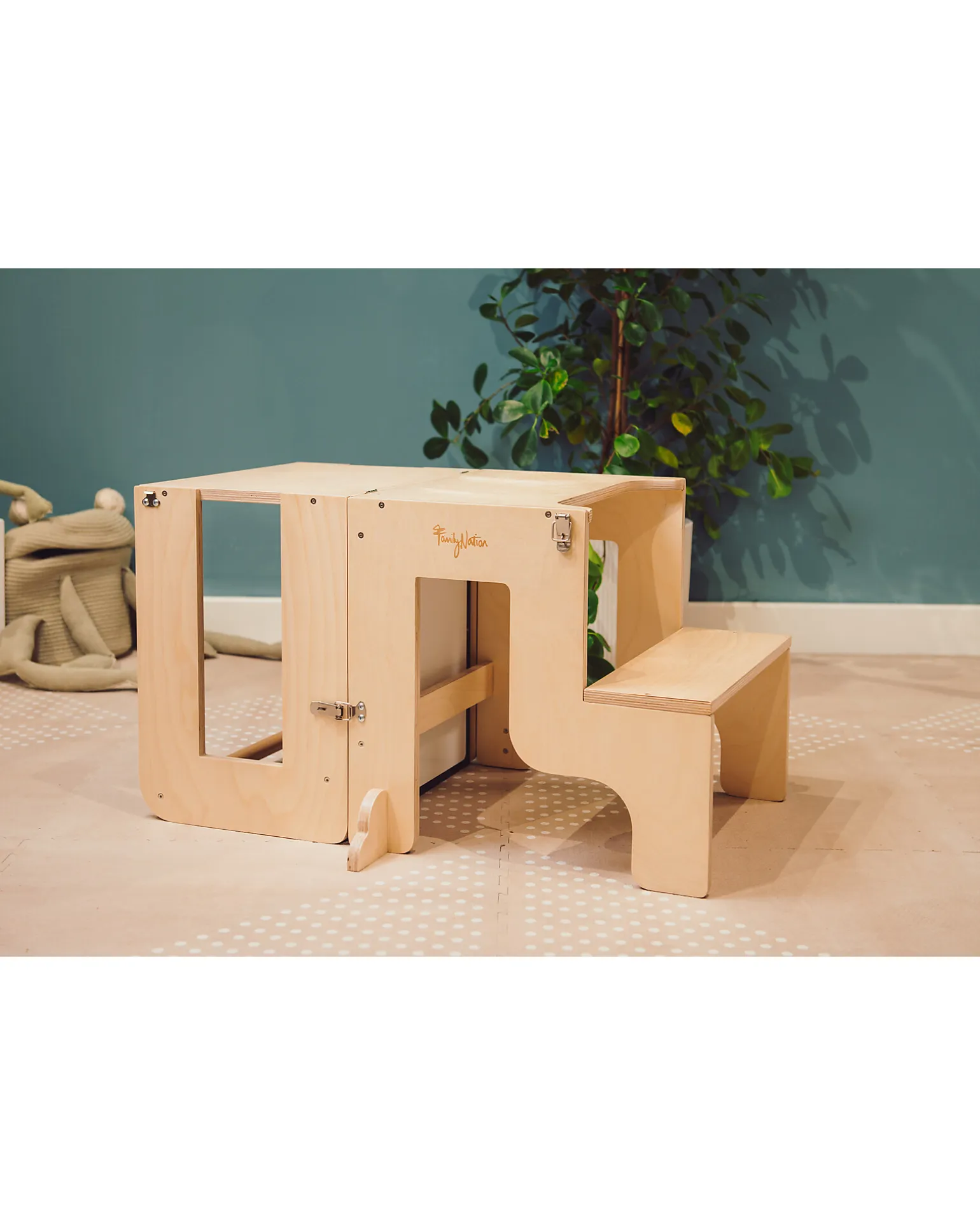Torre Montessori 3 in 1 - Natural - Lavagna Magnetica e Convertibile in Tavolo+Sedia