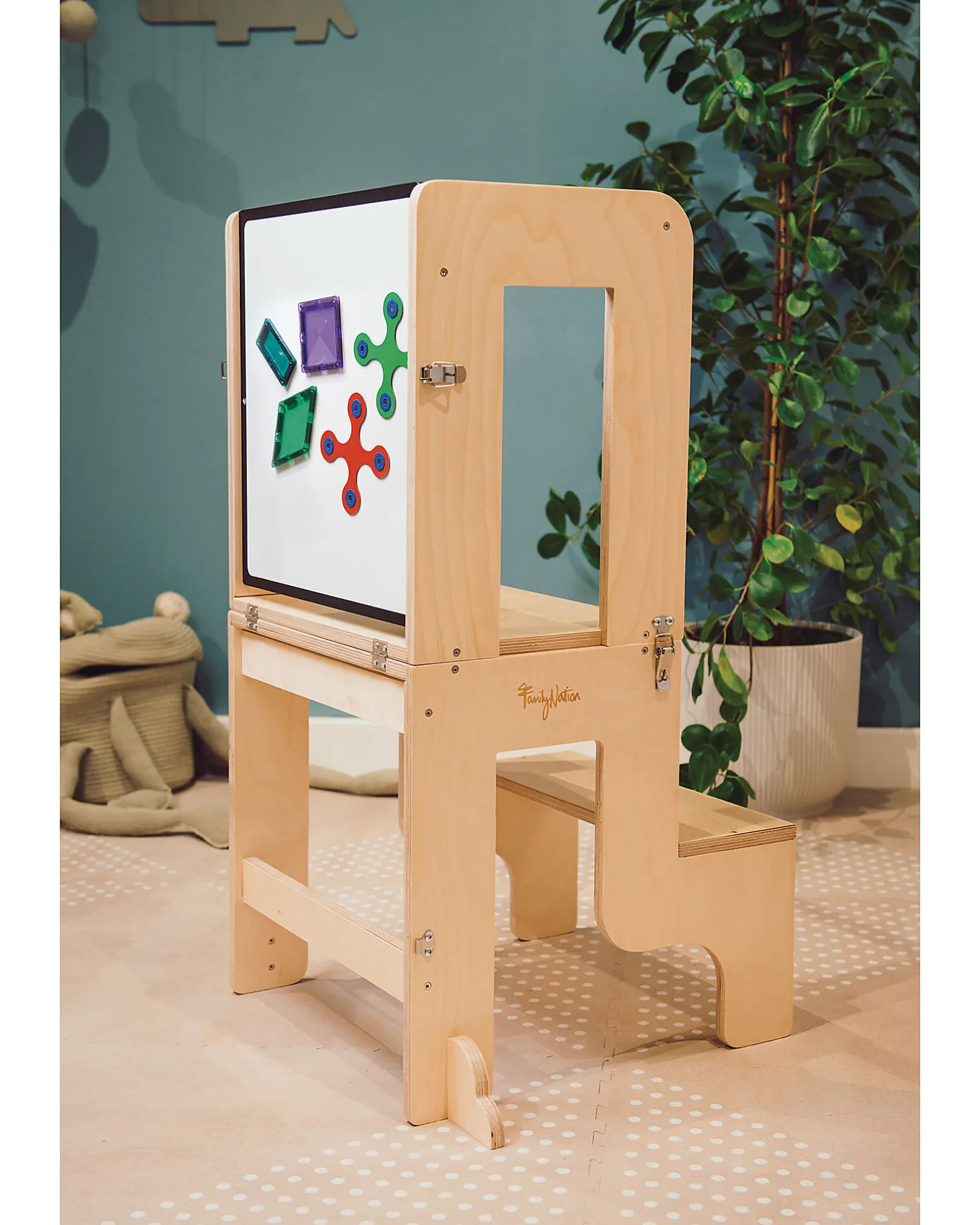 Torre Montessori 3 in 1 - Natural - Lavagna Magnetica e Convertibile in Tavolo+Sedia
