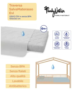 Traversa SalvaMaterasso Evi - 100x120 cm - 0m+ - OEKO-TEX e senza BPA