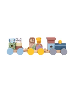 Trenino in Legno - Animali - 16 Pezzi - 31,9 x 7 x 9,1 cm - 18m+