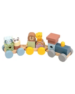 Trenino in Legno - Animali - 16 Pezzi - 31,9 x 7 x 9,1 cm - 18m+