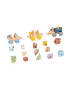 Trenino in Legno - Animali - 16 Pezzi - 31,9 x 7 x 9,1 cm - 18m+
