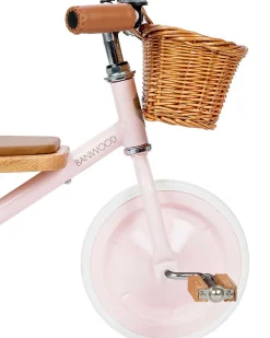 Triciclo Legno ed Ecopelle con Cestino - Rosa - Dai 3 anni