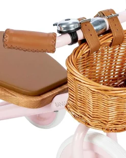 Triciclo Legno ed Ecopelle con Cestino - Rosa - Dai 3 anni