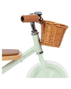 Triciclo Legno ed Ecopelle con Cestino - Menta - Dai 3 anni