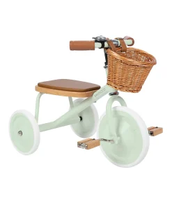 Triciclo Legno ed Ecopelle con Cestino - Menta - Dai 3 anni
