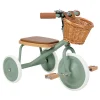Triciclo Legno ed Ecopelle con Cestino - Verde Chiaro - Dai 3 anni
