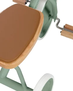 Triciclo Legno ed Ecopelle con Cestino - Verde Chiaro - Dai 3 anni