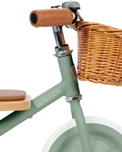 Triciclo Legno ed Ecopelle con Cestino - Verde Chiaro - Dai 3 anni