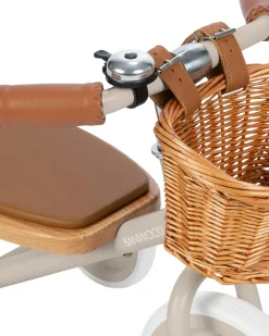 Triciclo Legno ed Ecopelle con Cestino - Beige - Dai 3 anni