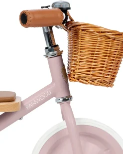 Triciclo Legno ed Ecopelle con Cestino - Rosa Antico - Dai 3 anni