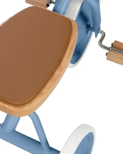 Triciclo Legno ed Ecopelle con Cestino - Blu - Dai 3 anni