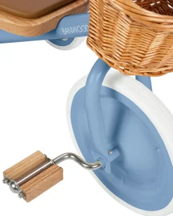 Triciclo Legno ed Ecopelle con Cestino - Blu - Dai 3 anni