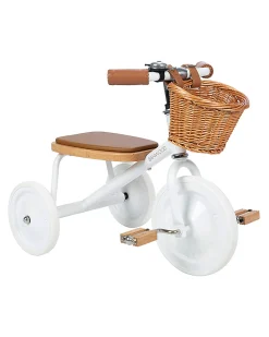 Triciclo Legno ed Ecopelle con Cestino - Bianco - Dai 3 anni