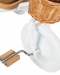 Triciclo Legno ed Ecopelle con Cestino - Bianco - Dai 3 anni