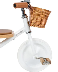 Triciclo Legno ed Ecopelle con Cestino - Bianco - Dai 3 anni
