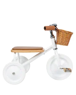Triciclo Legno ed Ecopelle con Cestino - Bianco - Dai 3 anni