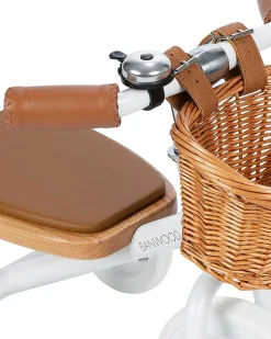 Triciclo Legno ed Ecopelle con Cestino - Bianco - Dai 3 anni