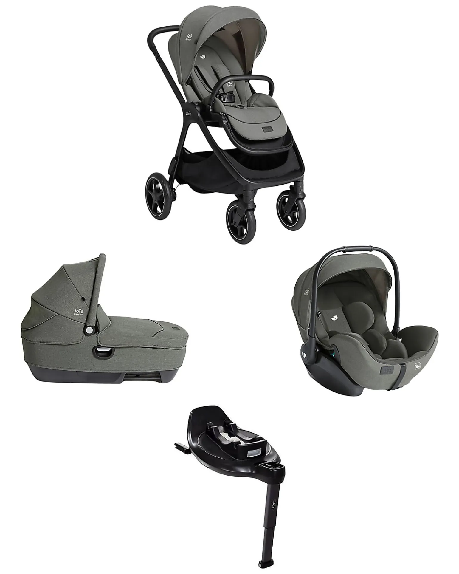 Trio Finiti - Passeggino + Navicella Calmi R129 + Ovetto I-Level Pro + Base Encore - Evergreen