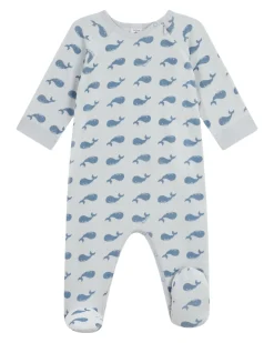 Tutina Intera in Ciniglia con Zip - Balene - 100% Cotone