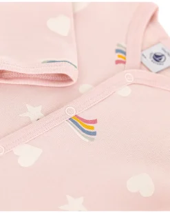 Tutina Intera in Tessuto Felpato Spazzolato - Rosa - Stelle e Cuori - 100% Cotone