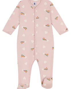 Tutina Intera in Tessuto Felpato Spazzolato - Rosa - Stelle e Cuori - 100% Cotone